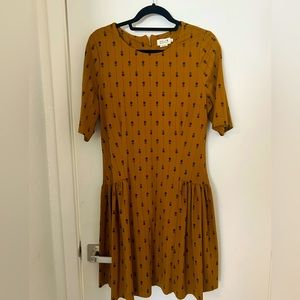 MODCLOTH Vintage Drop Waist Dress 1920’s style Mustard yellow
